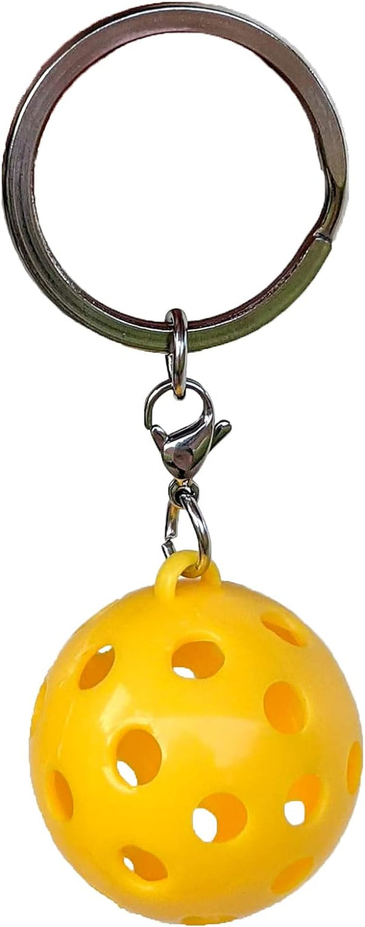 Mini Pickleball Keychain, Hang on Pickleball Bag or Keys, 3Cm Diameter, Yellow