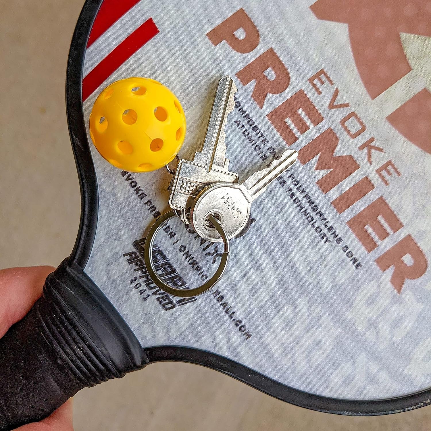 Mini Pickleball Keychain, Hang on Pickleball Bag or Keys, 3Cm Diameter, Yellow