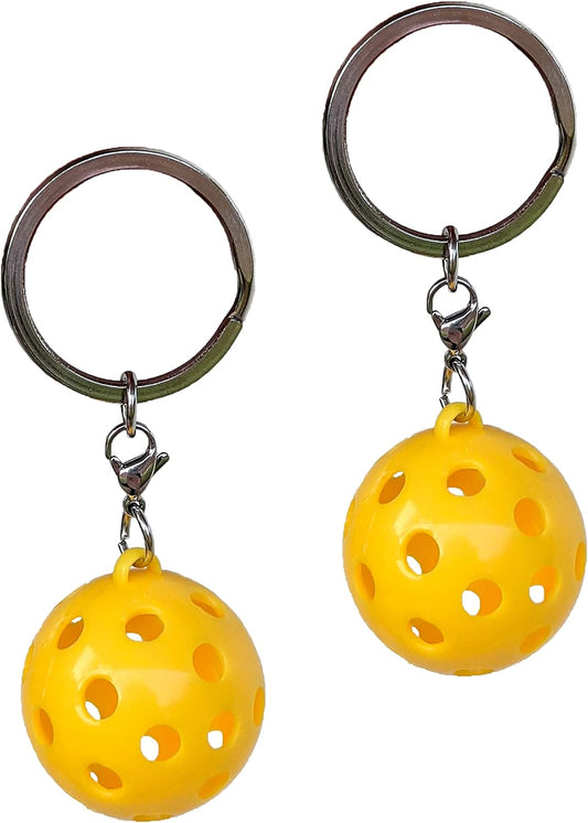 Mini Pickleball Keychain, Hang on Pickleball Bag or Keys, 3Cm Diameter, Yellow