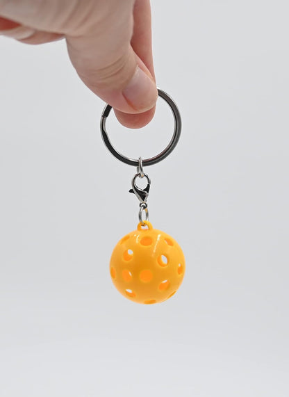 Mini Pickleball Keychain, Hang on Pickleball Bag or Keys, 3Cm Diameter, Yellow