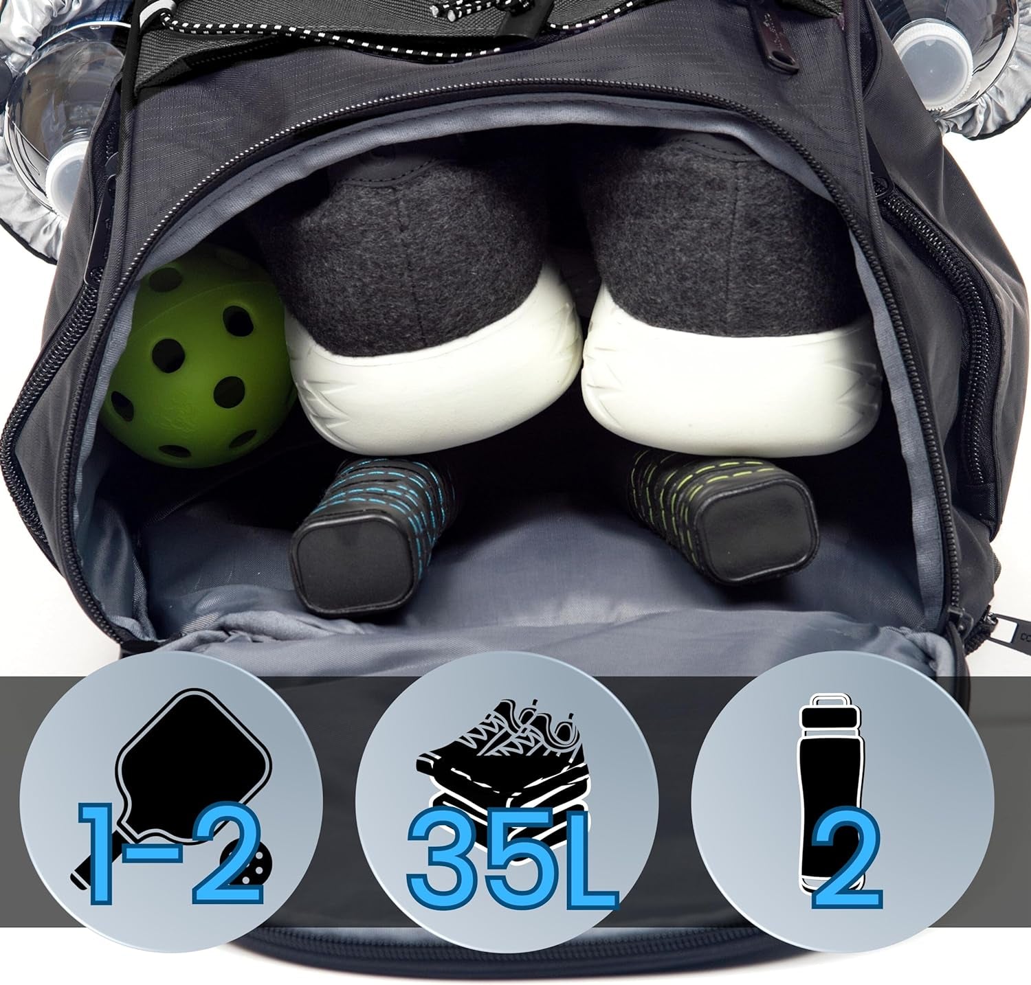 35L Pickleball Backpack - Pickleball Bags for Men or Women Includes Pickleball Ball Holder