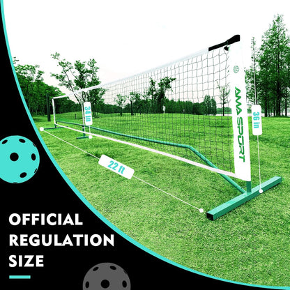 Portable Pickleball Net System Regulation Size Net 22FT for Indoor and Outdoor-Designed for All Weather Conditions-Powder Coated Steel Post-600D Driveway Bag